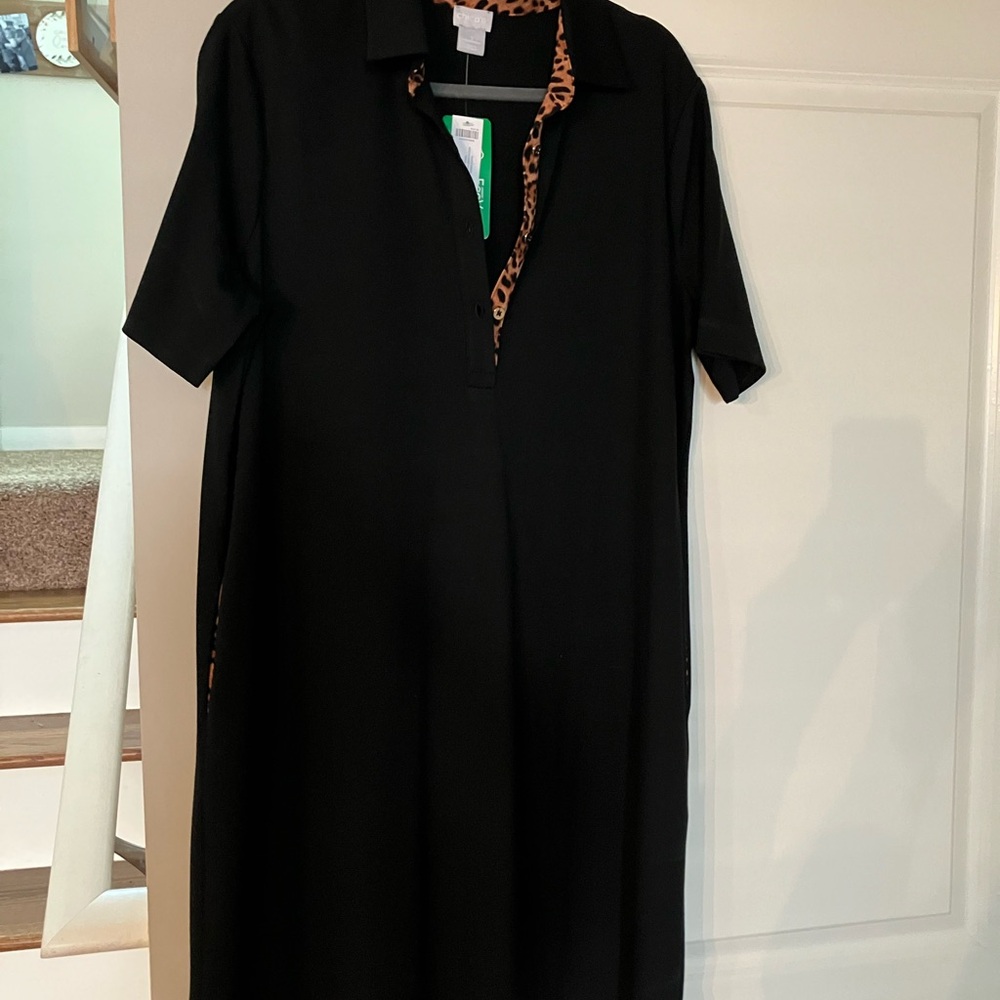 Chico's Black Dress with Animal Print Accent